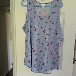 Denim Blue Floral LulaRoe Sleeveless Top - 2XL